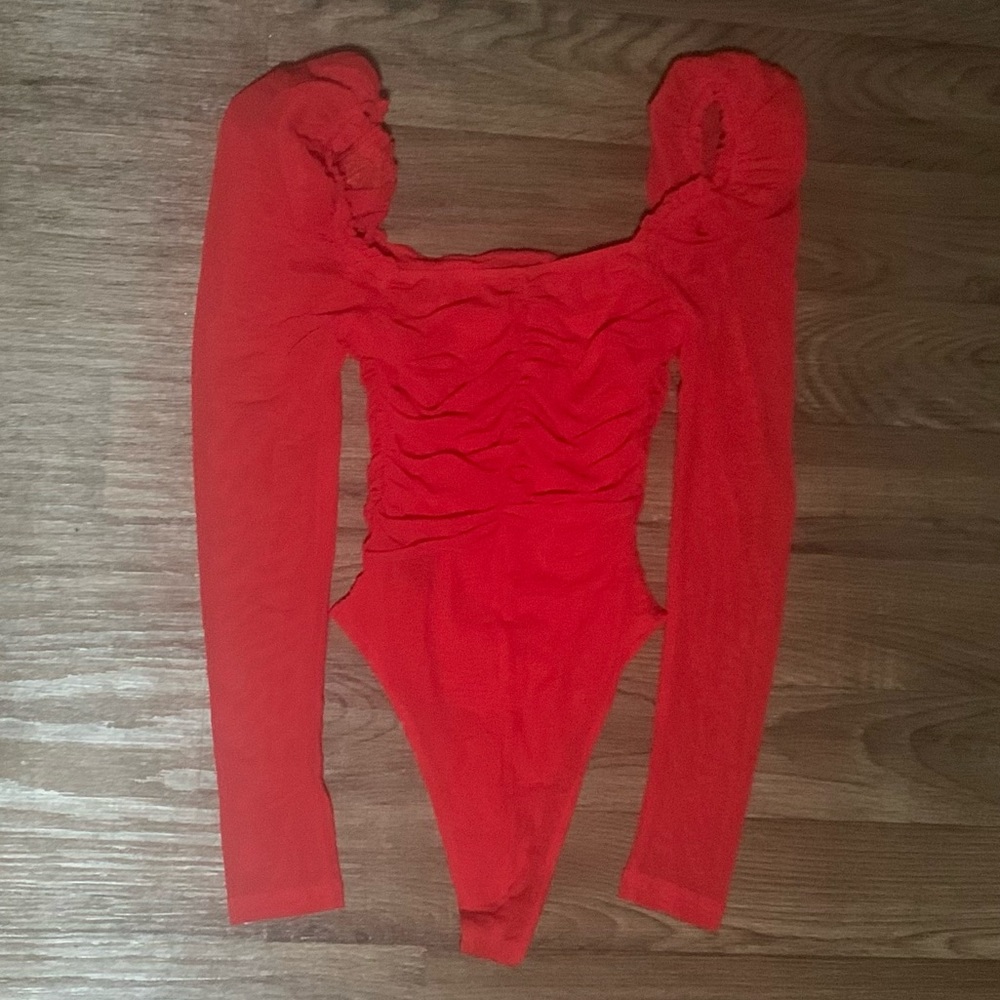 Red Long Sleeve Bodysuit